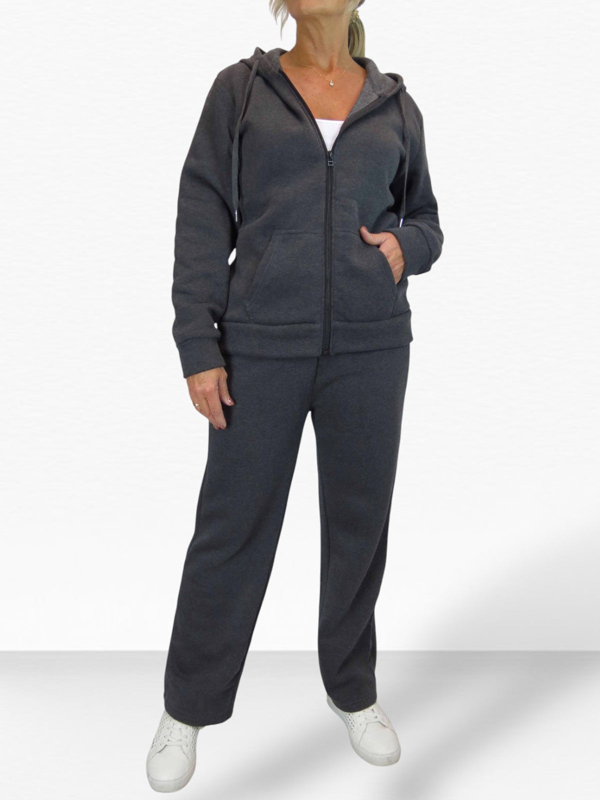 2 Piece Fleece Tracksuit Set Dark Grey