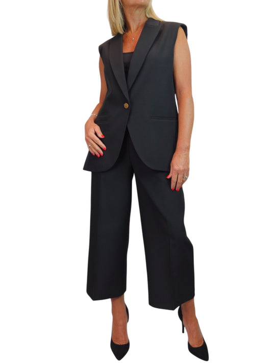 2 Piece Waistcoat and Trouser Suit Black
