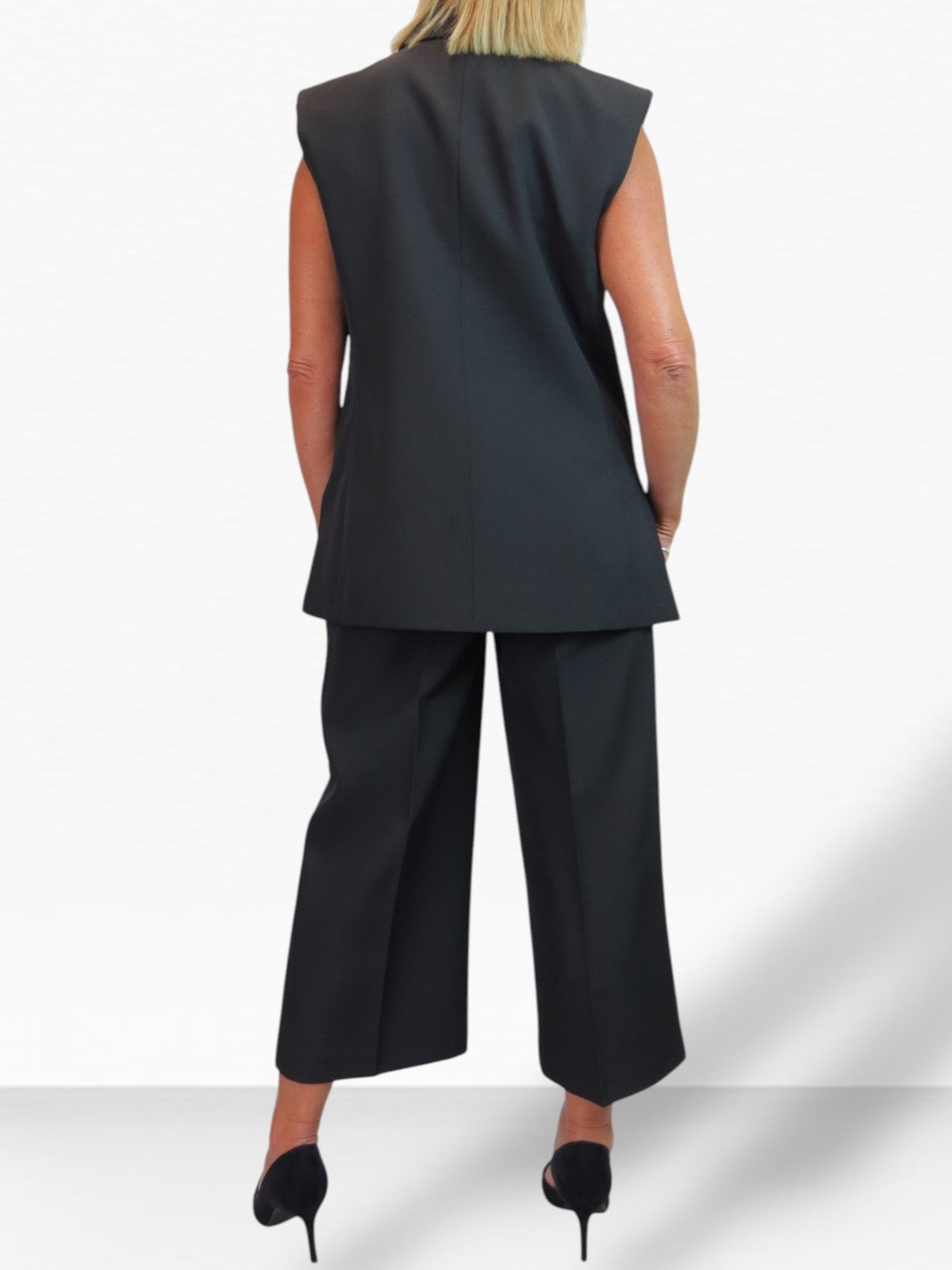 2 Piece Waistcoat and Trouser Suit Black