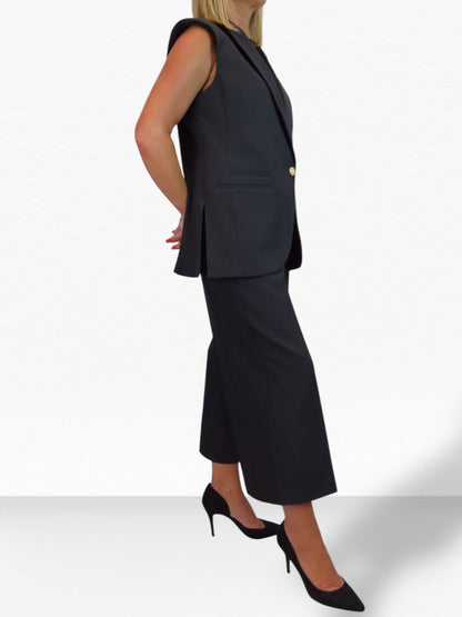 2 Piece Waistcoat and Trouser Suit Black