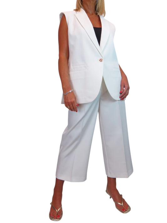 2 Piece Waistcoat and Trouser Suit Cream