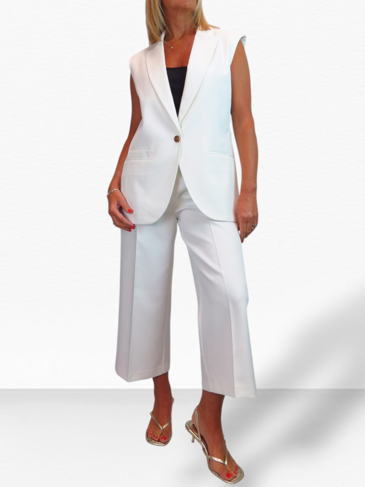 2 Piece Waistcoat and Trouser Suit Cream