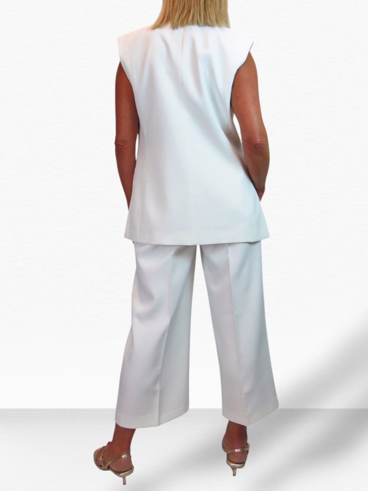 2 Piece Waistcoat and Trouser Suit Cream