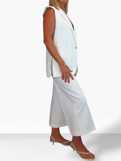 2 Piece Waistcoat and Trouser Suit Cream