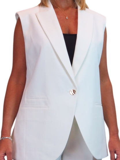 2 Piece Waistcoat and Trouser Suit Cream