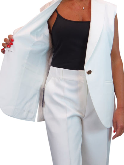 2 Piece Waistcoat and Trouser Suit Cream