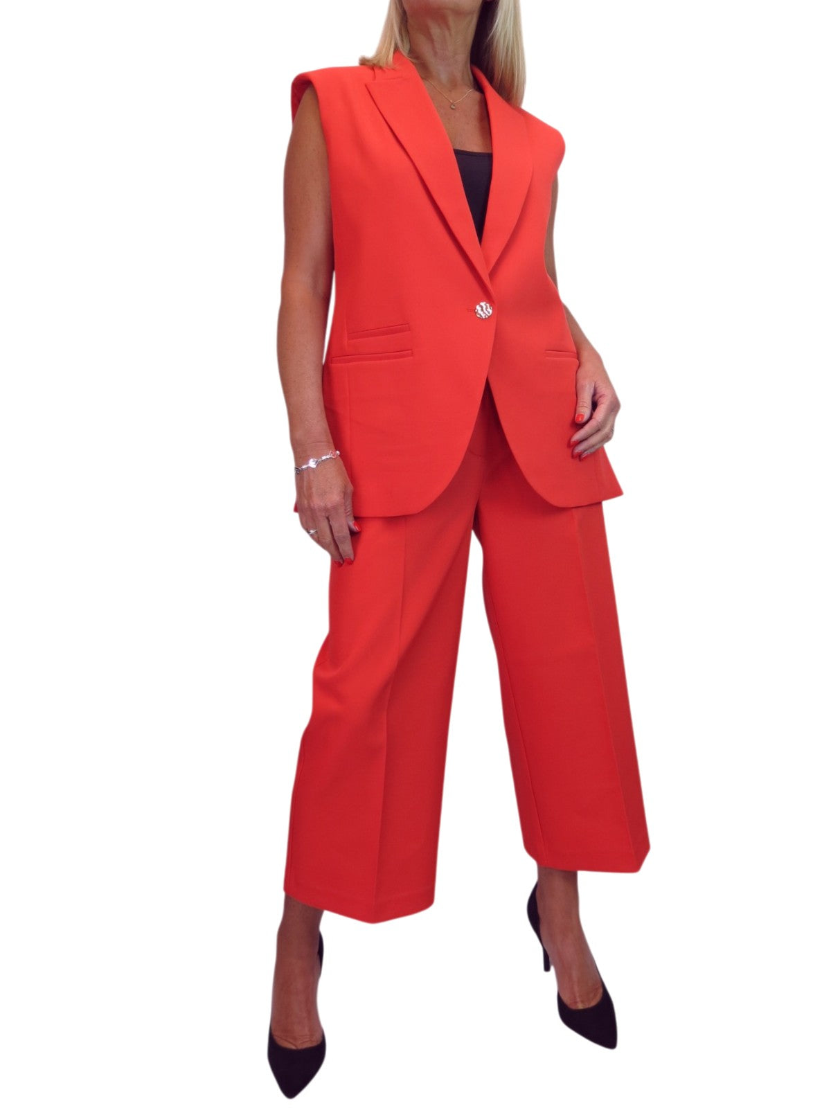 2 Piece Waistcoat and Trouser Suit Deep Coral
