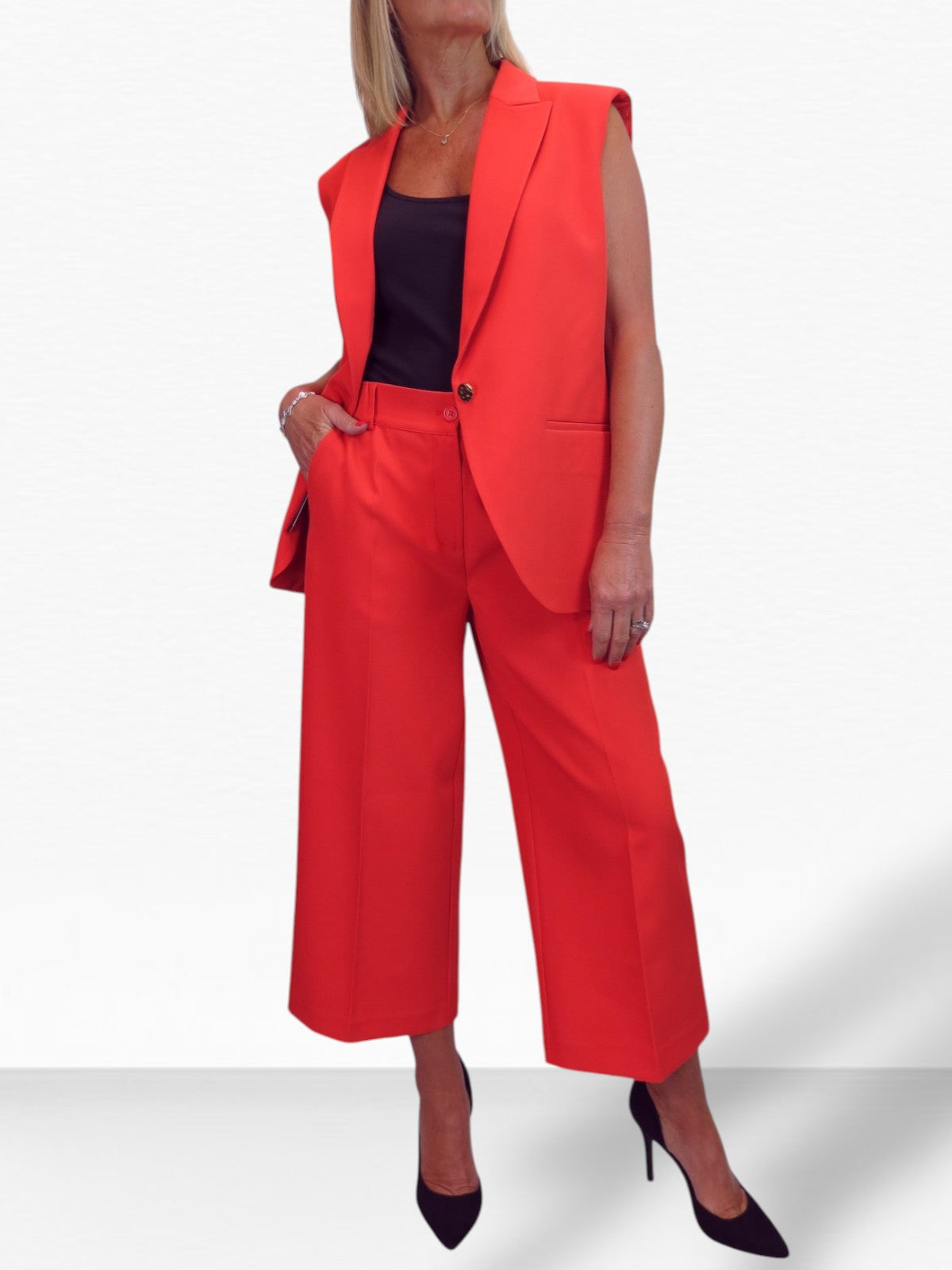 2 Piece Waistcoat and Trouser Suit Deep Coral