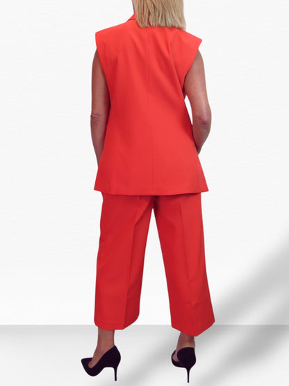 2 Piece Waistcoat and Trouser Suit Deep Coral