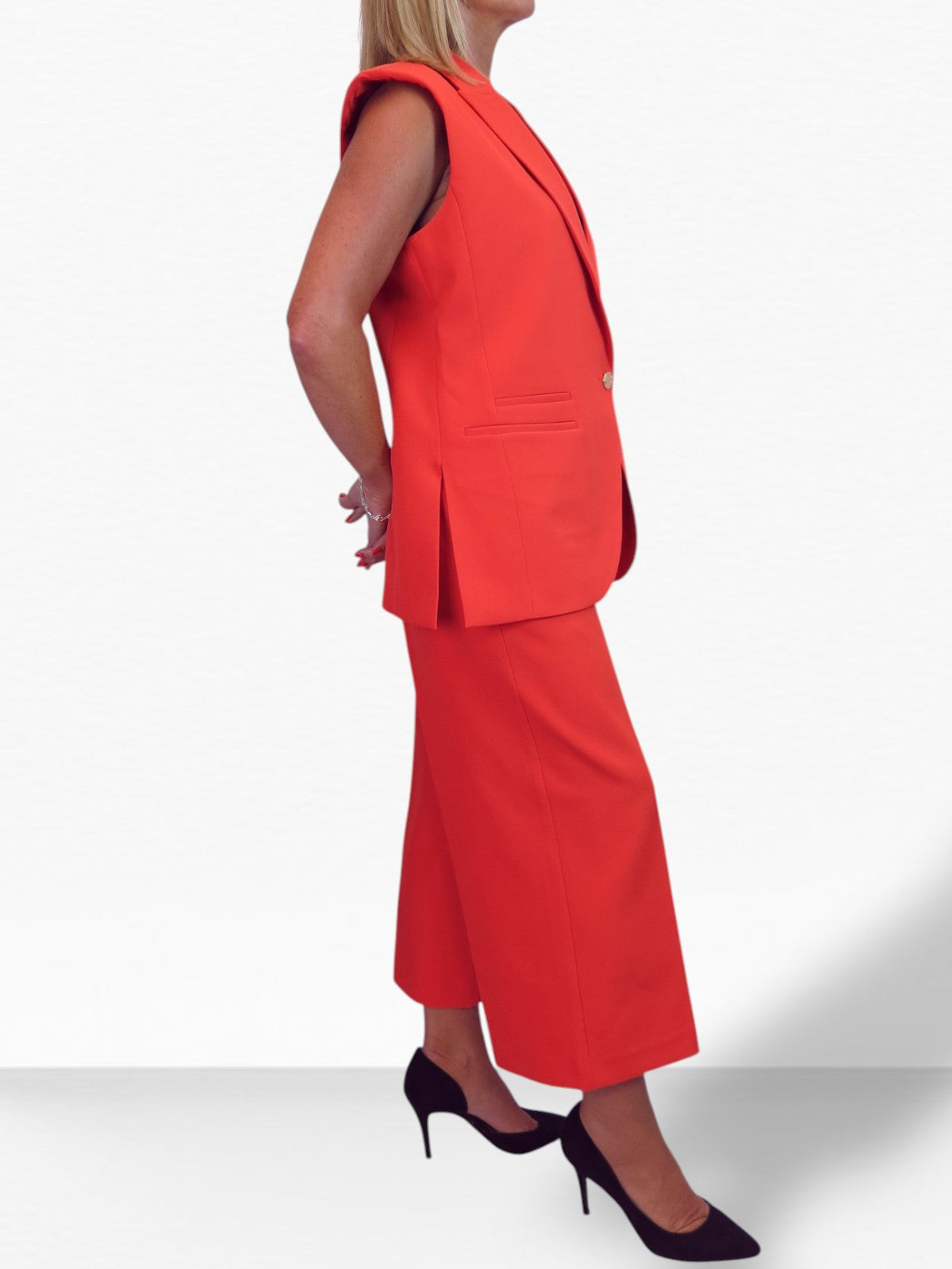 2 Piece Waistcoat and Trouser Suit Deep Coral