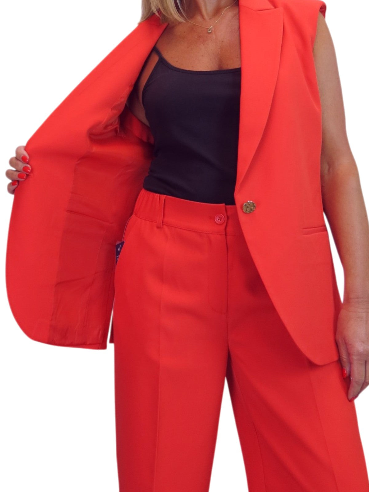 2 Piece Waistcoat and Trouser Suit Deep Coral