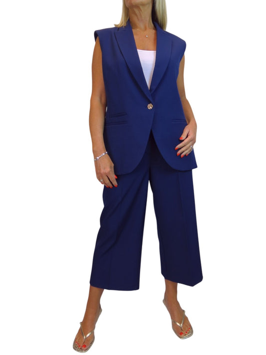 2 Piece Waistcoat and Trouser Suit Navy Blue