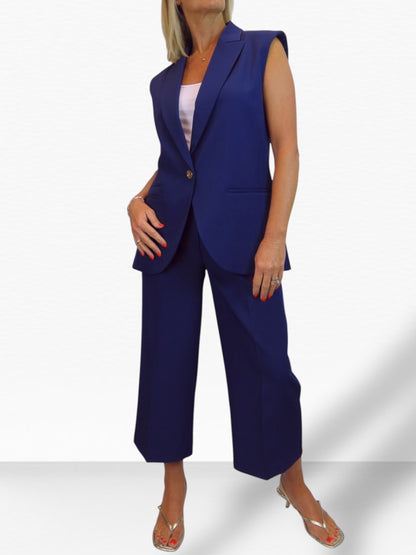 2 Piece Waistcoat and Trouser Suit Navy Blue