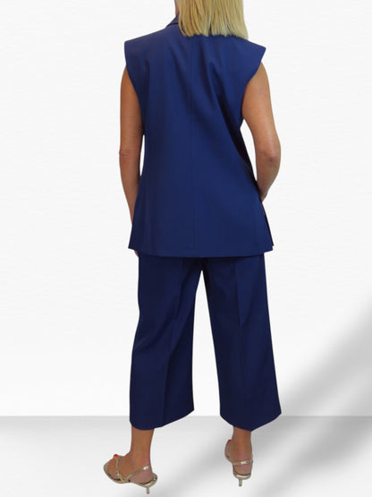 2 Piece Waistcoat and Trouser Suit Navy Blue