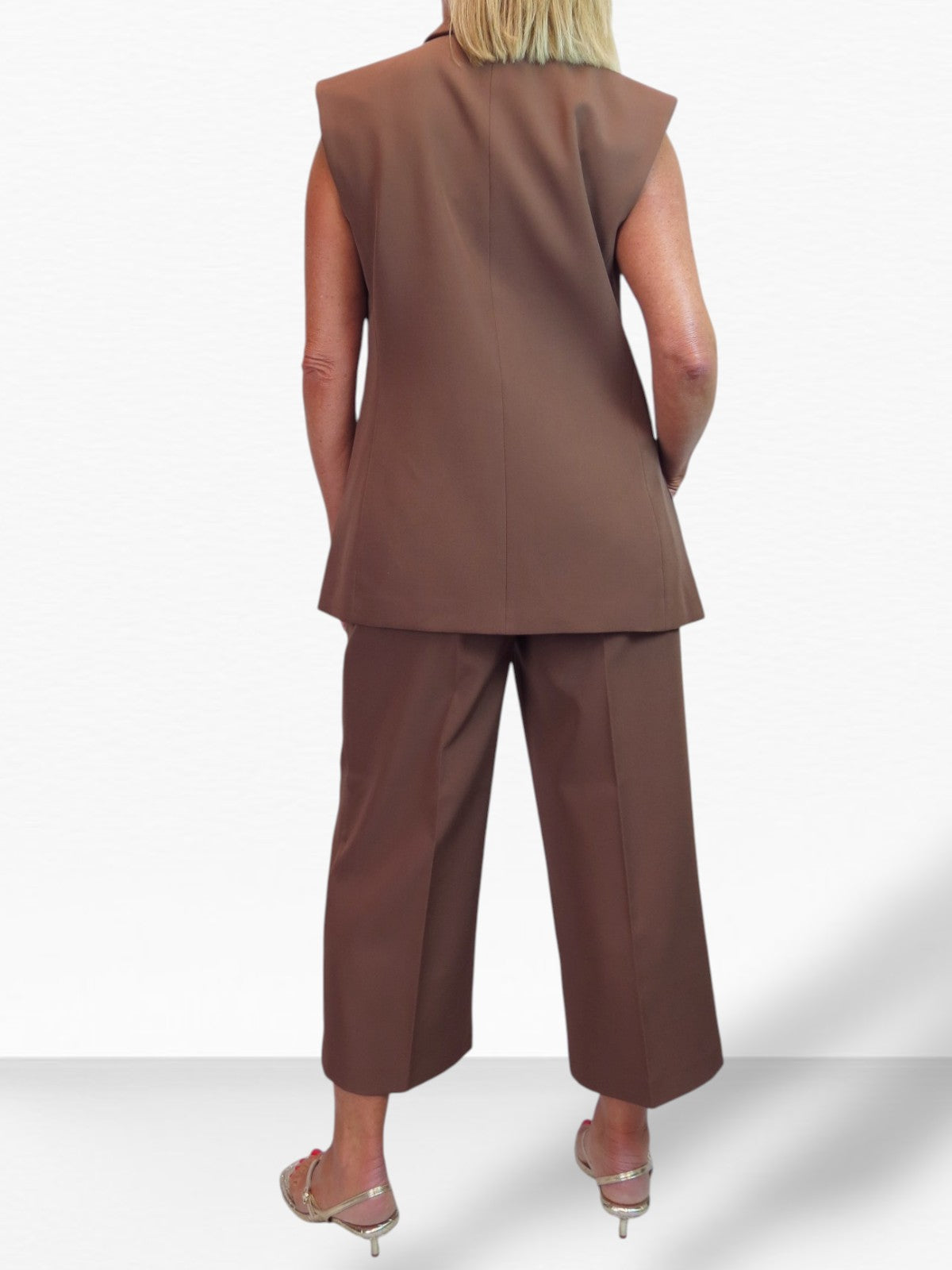 2 Piece Waistcoat and Trouser Suit Caramel Brown
