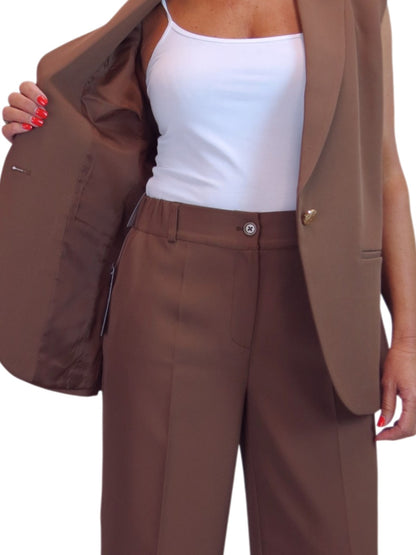2 Piece Waistcoat and Trouser Suit Caramel Brown