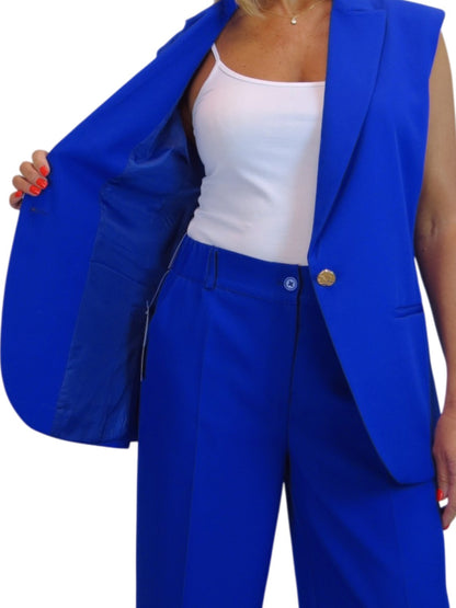 2 Piece Waistcoat and Trouser Suit Royal Blue