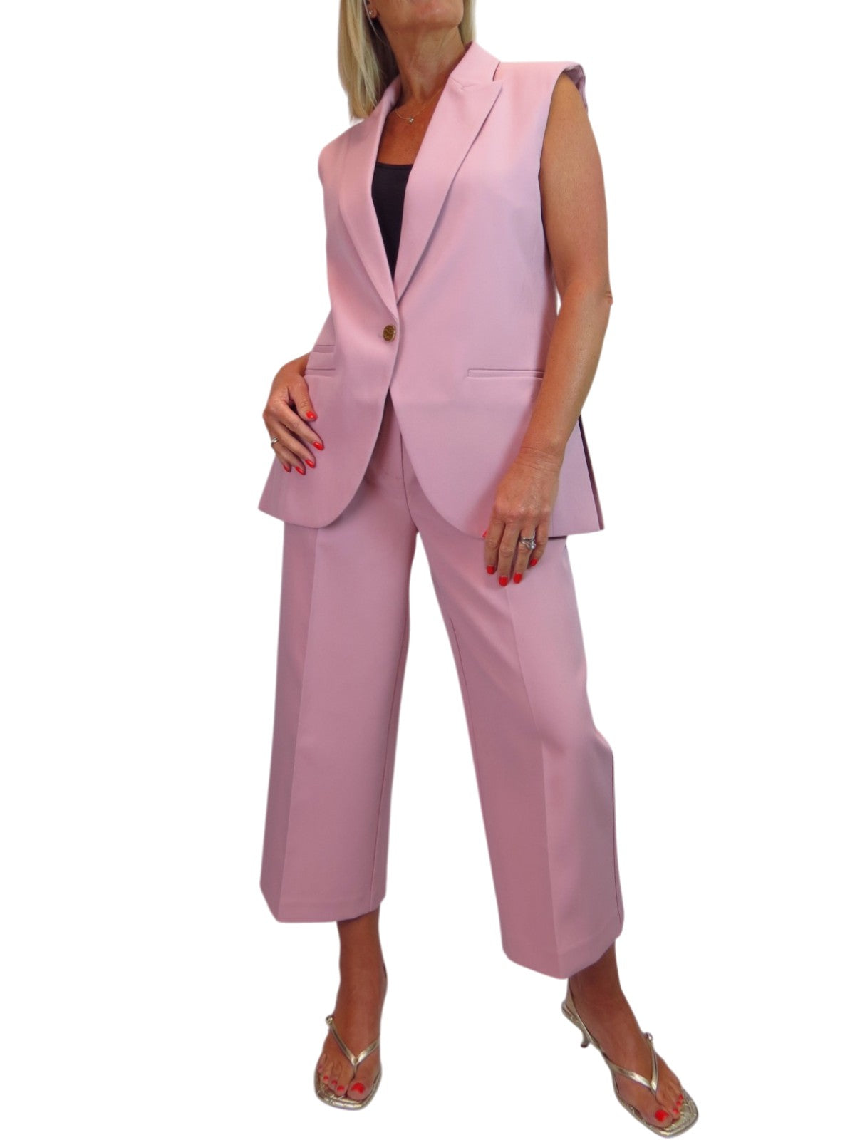 2 Piece Waistcoat and Trouser Suit Pink