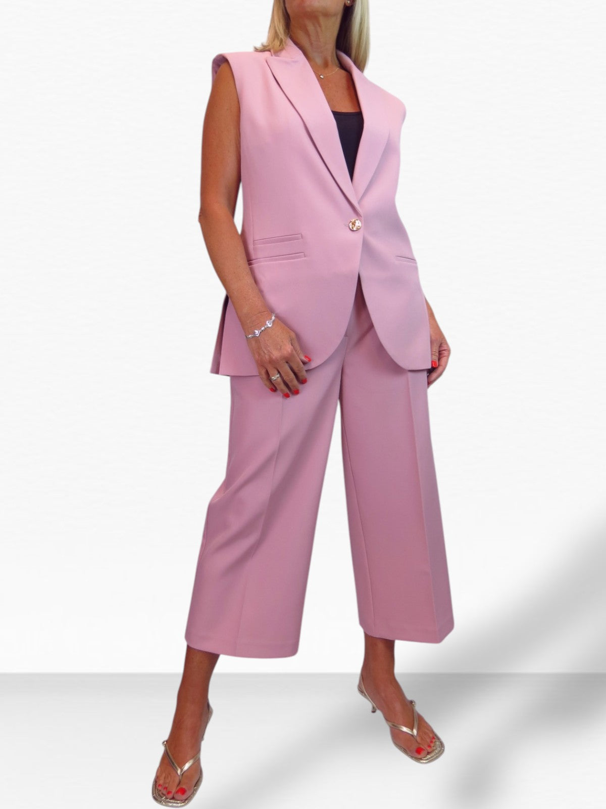 2 Piece Waistcoat and Trouser Suit Pink