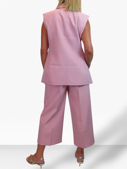2 Piece Waistcoat and Trouser Suit Pink