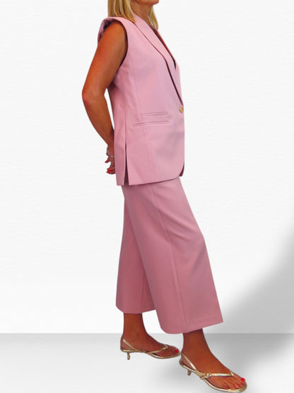 2 Piece Waistcoat and Trouser Suit Pink