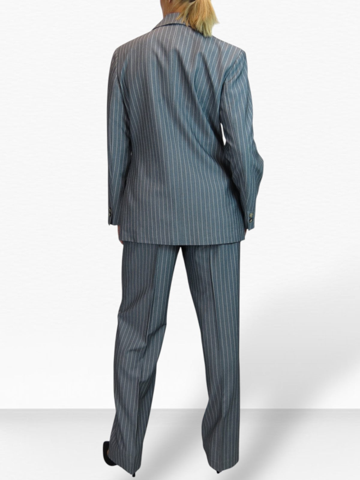Women's 2 Piece Pinstripe Tailored Trouser Suit Grey