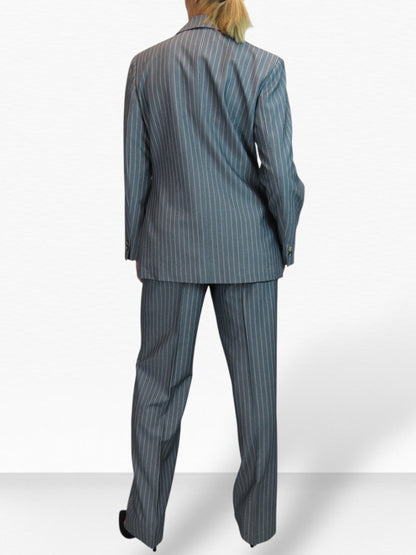Women's 2 Piece Pinstripe Tailored Trouser Suit Grey