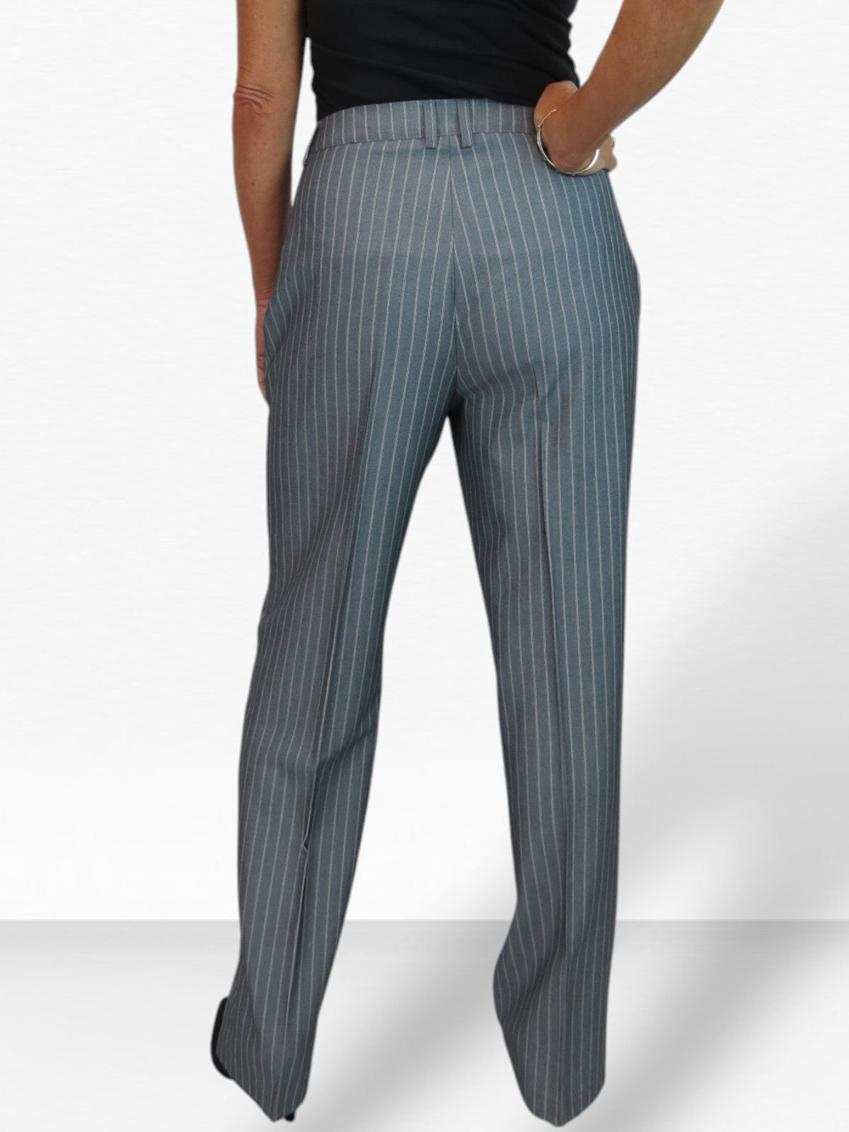 Women's 2 Piece Pinstripe Tailored Trouser Suit Grey