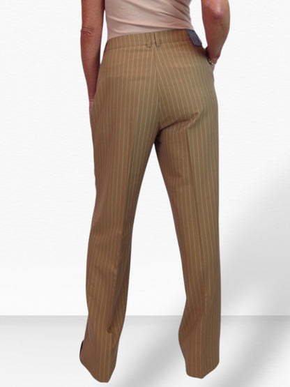 Women's 2 Piece Pinstripe Tailored Trouser Suit Tan