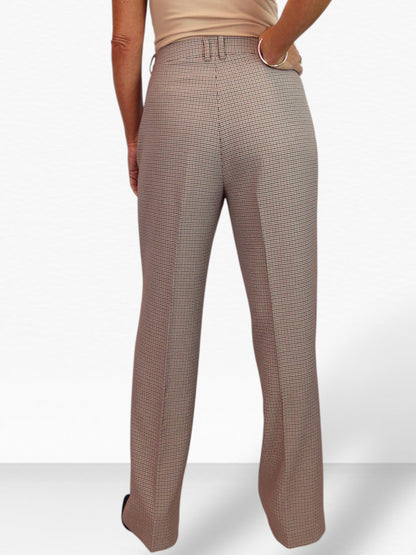 Women's 2 Piece Houndstooth Tailored Trouser Suit Beige