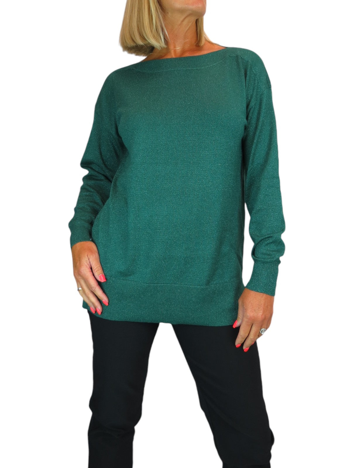 Long Sleeve Sparkly Green Jumper Top