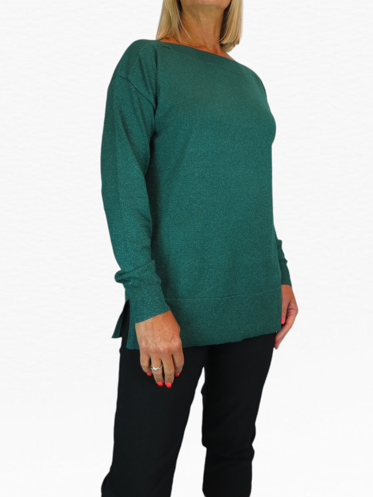Long Sleeve Sparkly Green Jumper Top