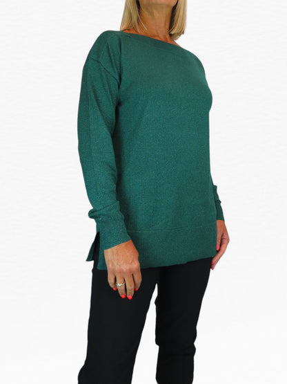 Long Sleeve Sparkly Green Jumper Top