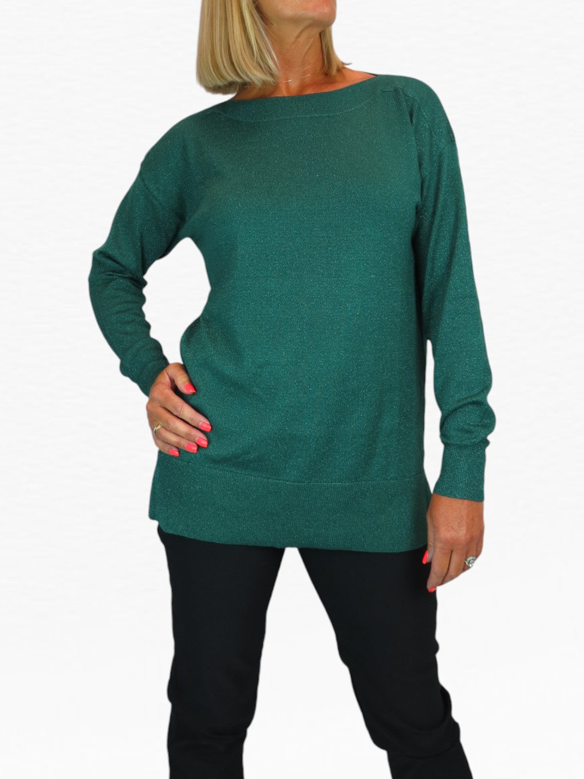 Long Sleeve Sparkly Green Jumper Top