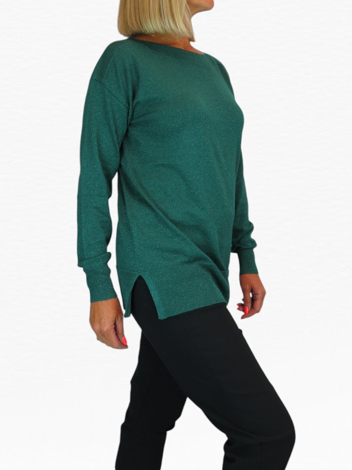Long Sleeve Sparkly Green Jumper Top