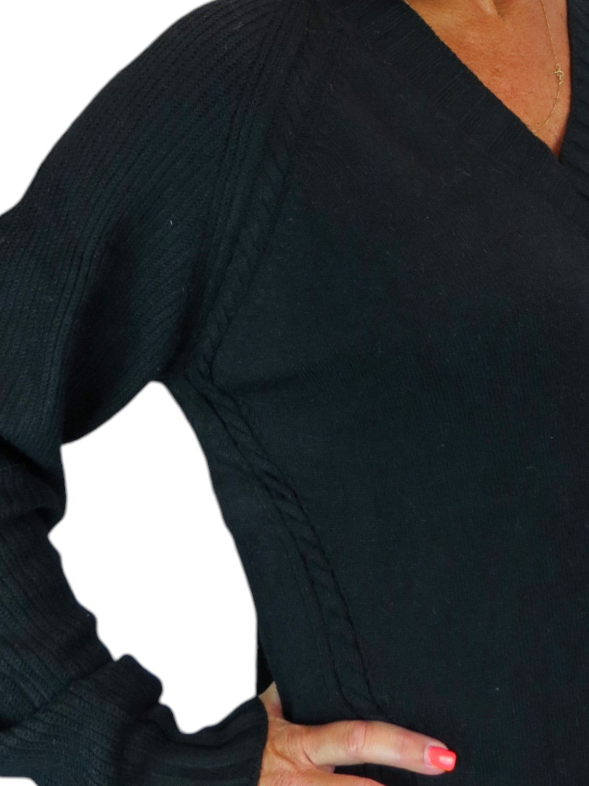 Soft Knit V Neck Jumper Black