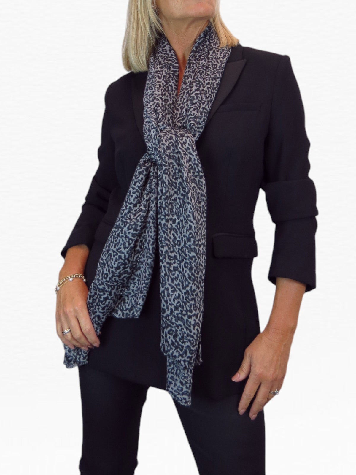 Leopard Print Lightweight Shawl Wrap Black