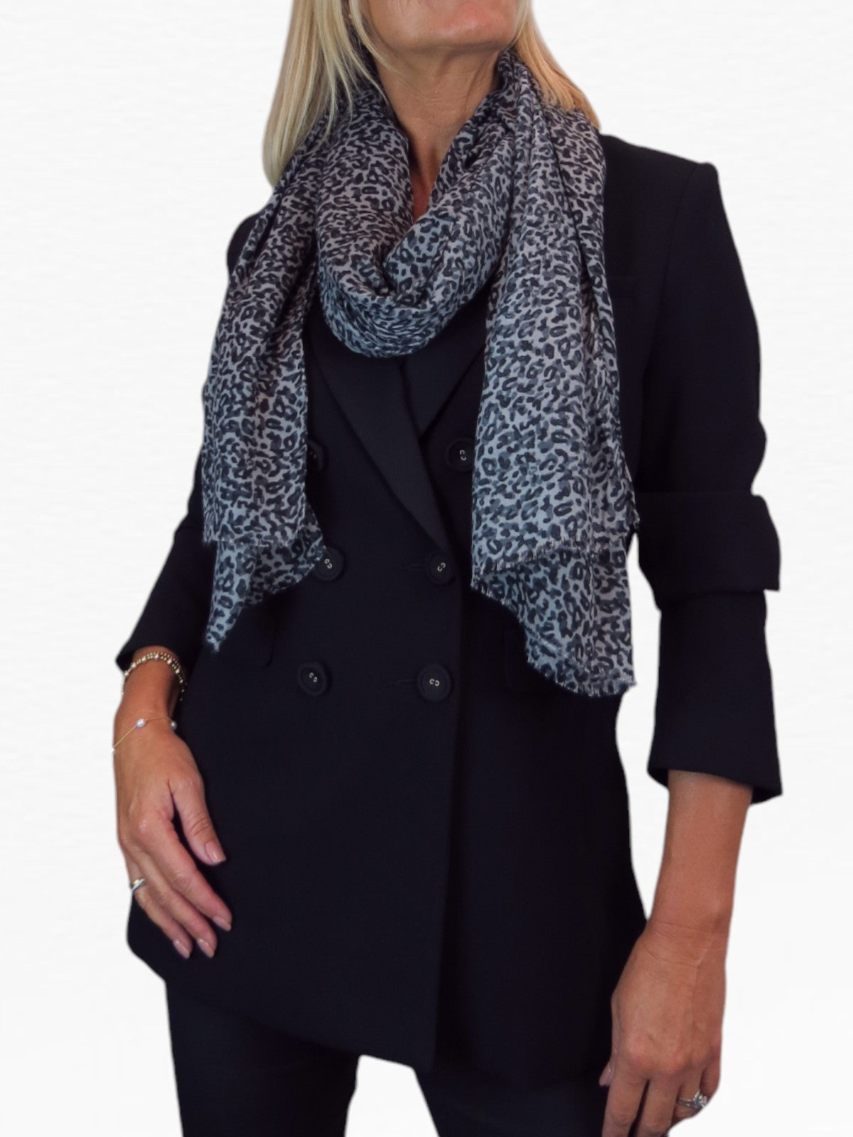 Leopard Print Lightweight Shawl Wrap Black