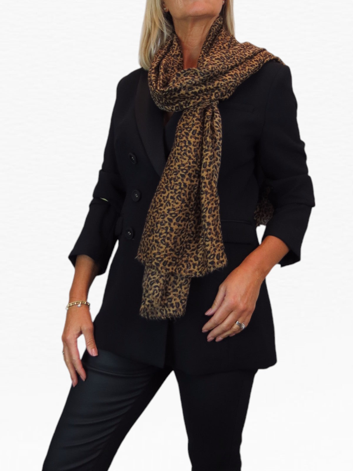 Leopard Print Lightweight Shawl Wrap Brown