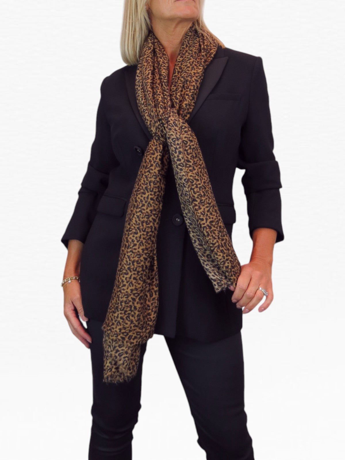 Leopard Print Lightweight Shawl Wrap Brown
