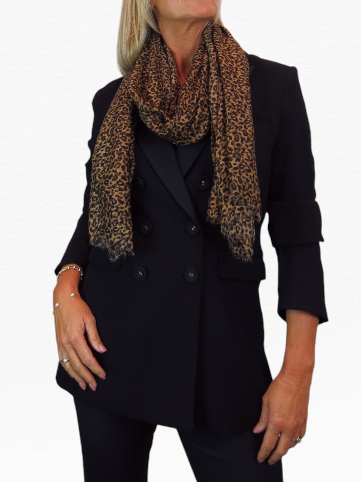 Leopard Print Lightweight Shawl Wrap Brown