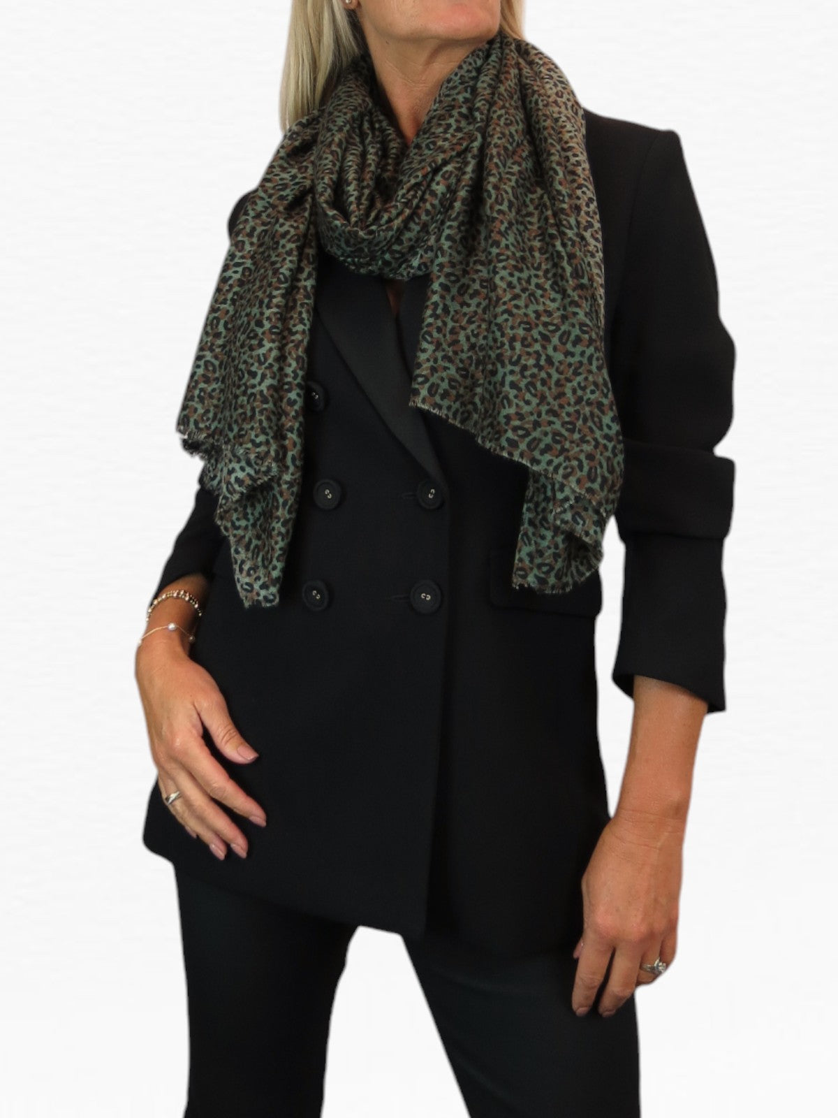 Leopard Print Lightweight Shawl Wrap Green