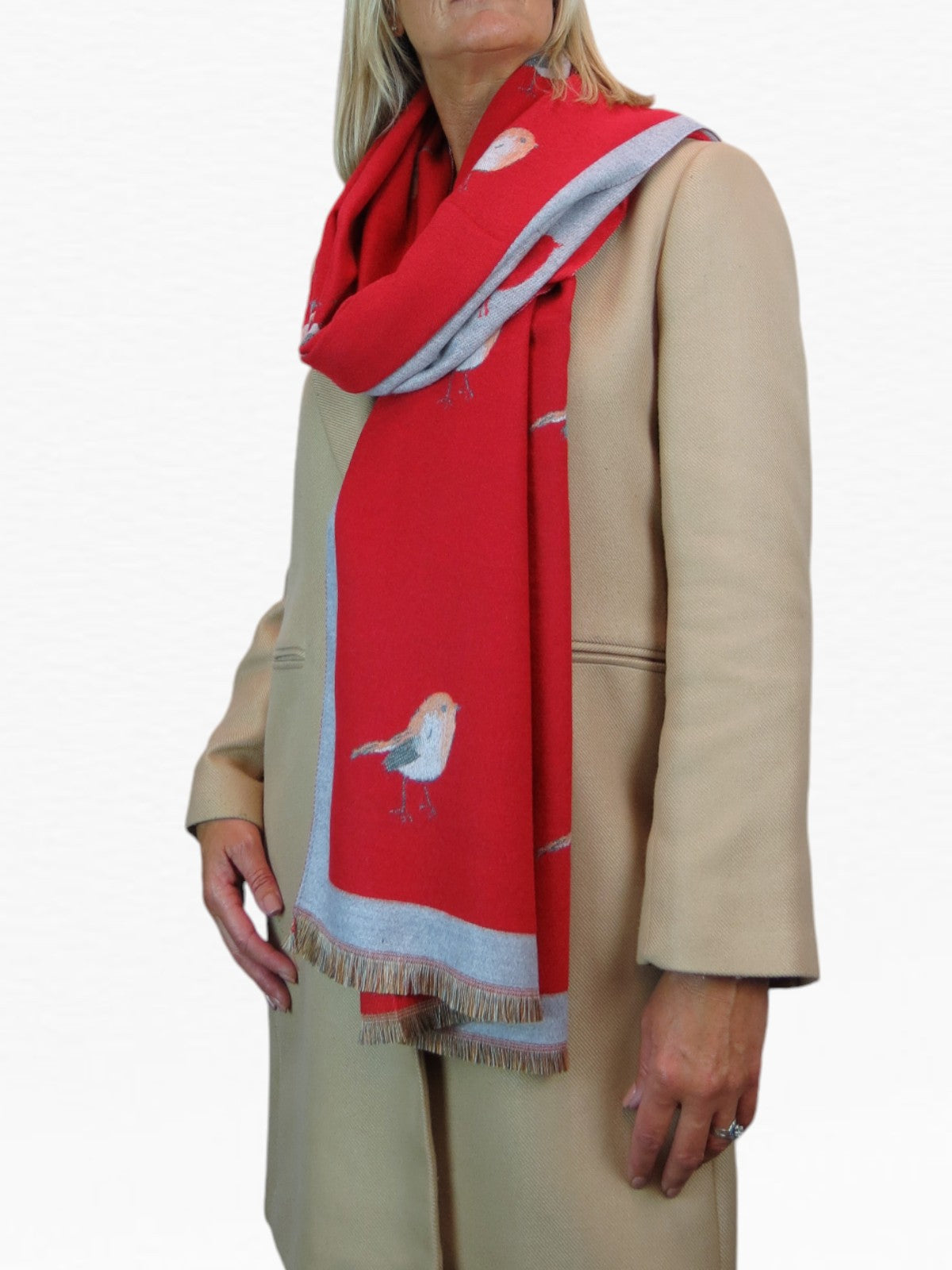 Cashmere Pashmina Blanket Scarf Robins Red