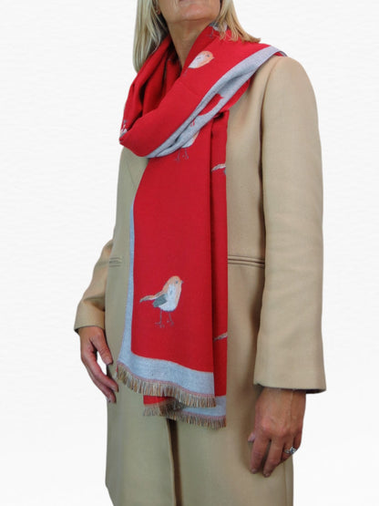 Cashmere Pashmina Blanket Scarf Robins Red