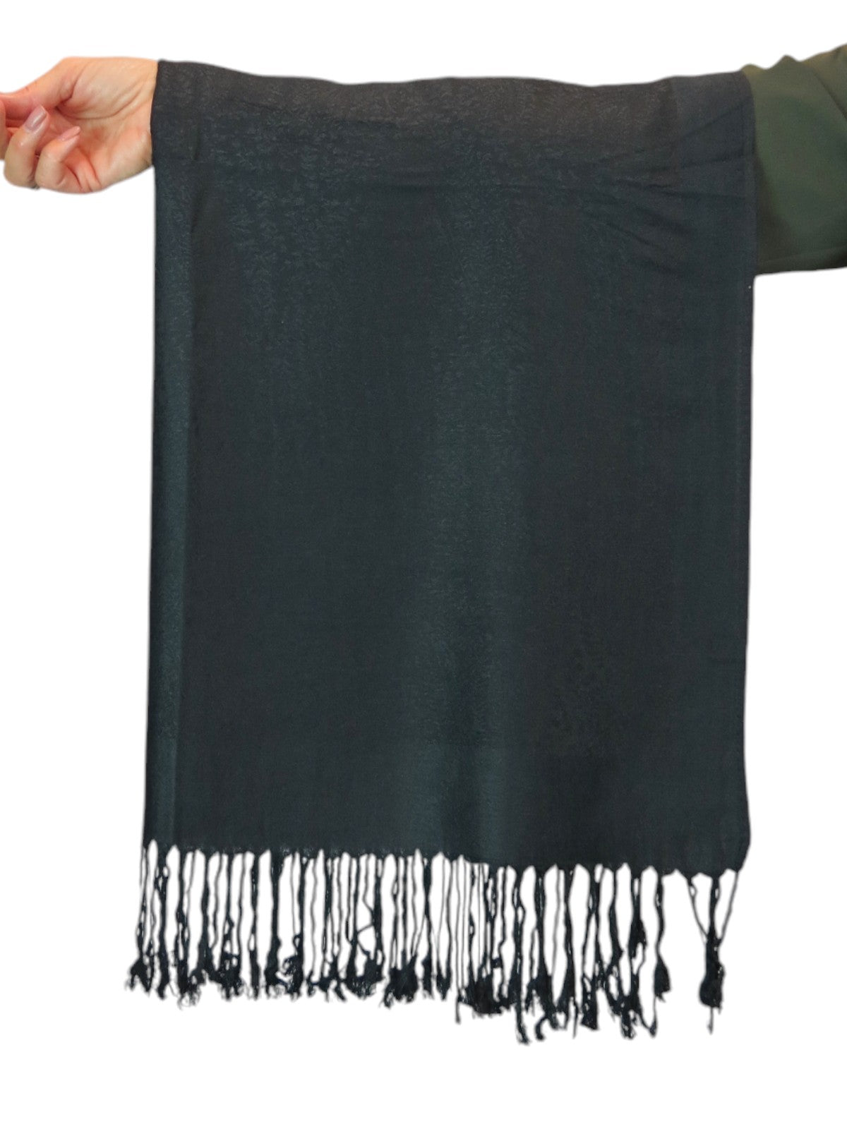 Paisley Jacquard Fine Pashmina Shawl Wrap Black