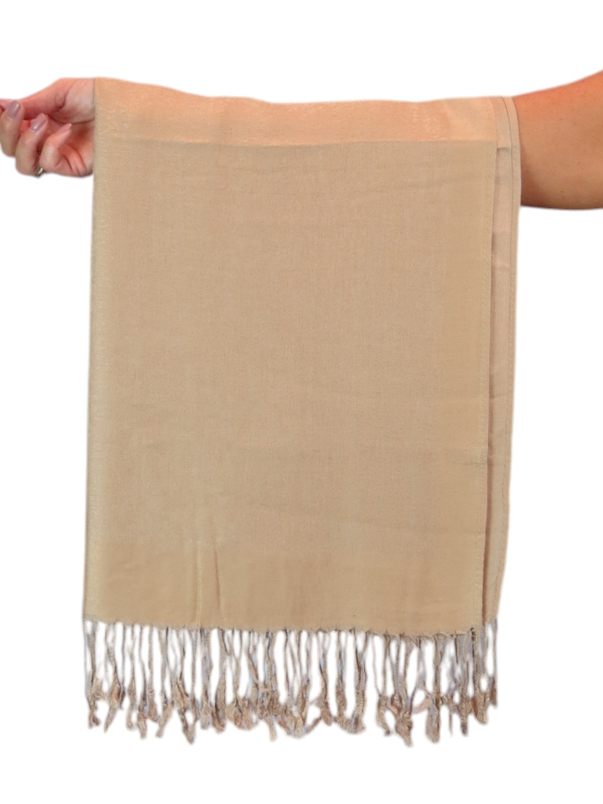 Paisley Jacquard Fine Pashmina Shawl Wrap Beige