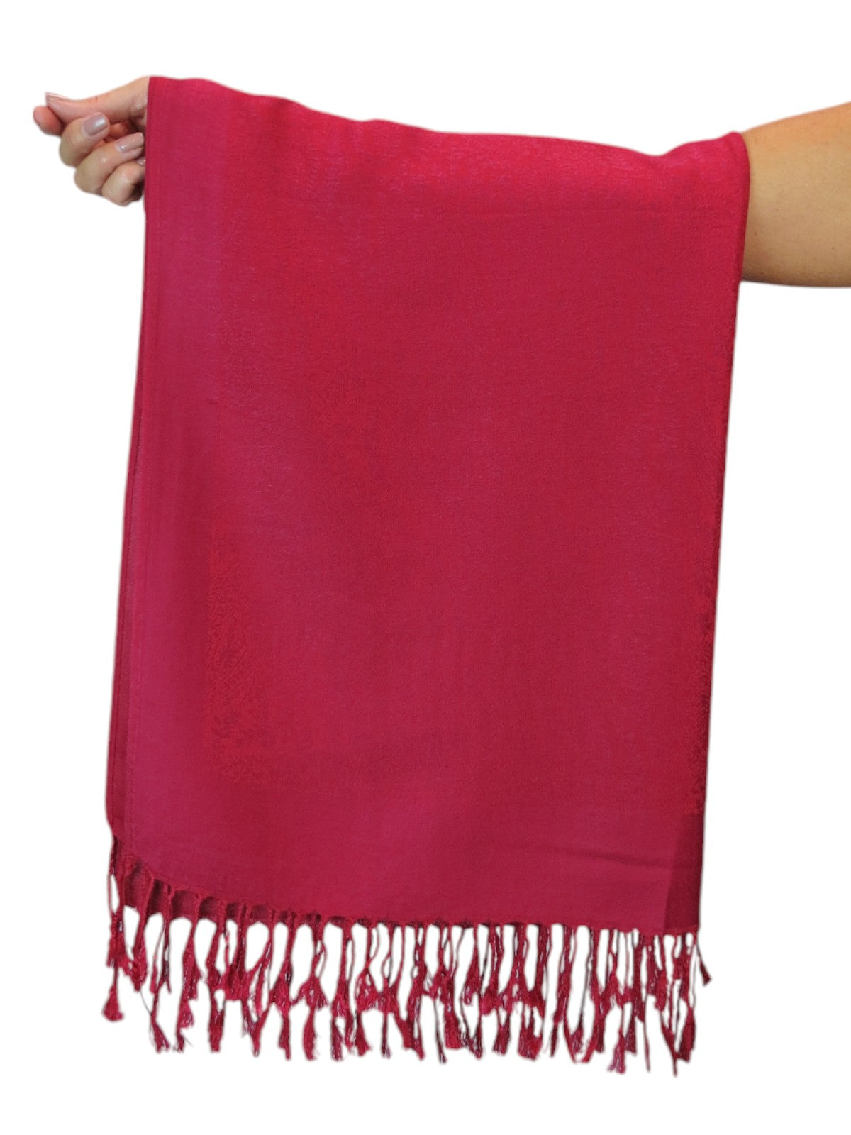 Paisley Jacquard Fine Pashmina Shawl Wrap Deep Red