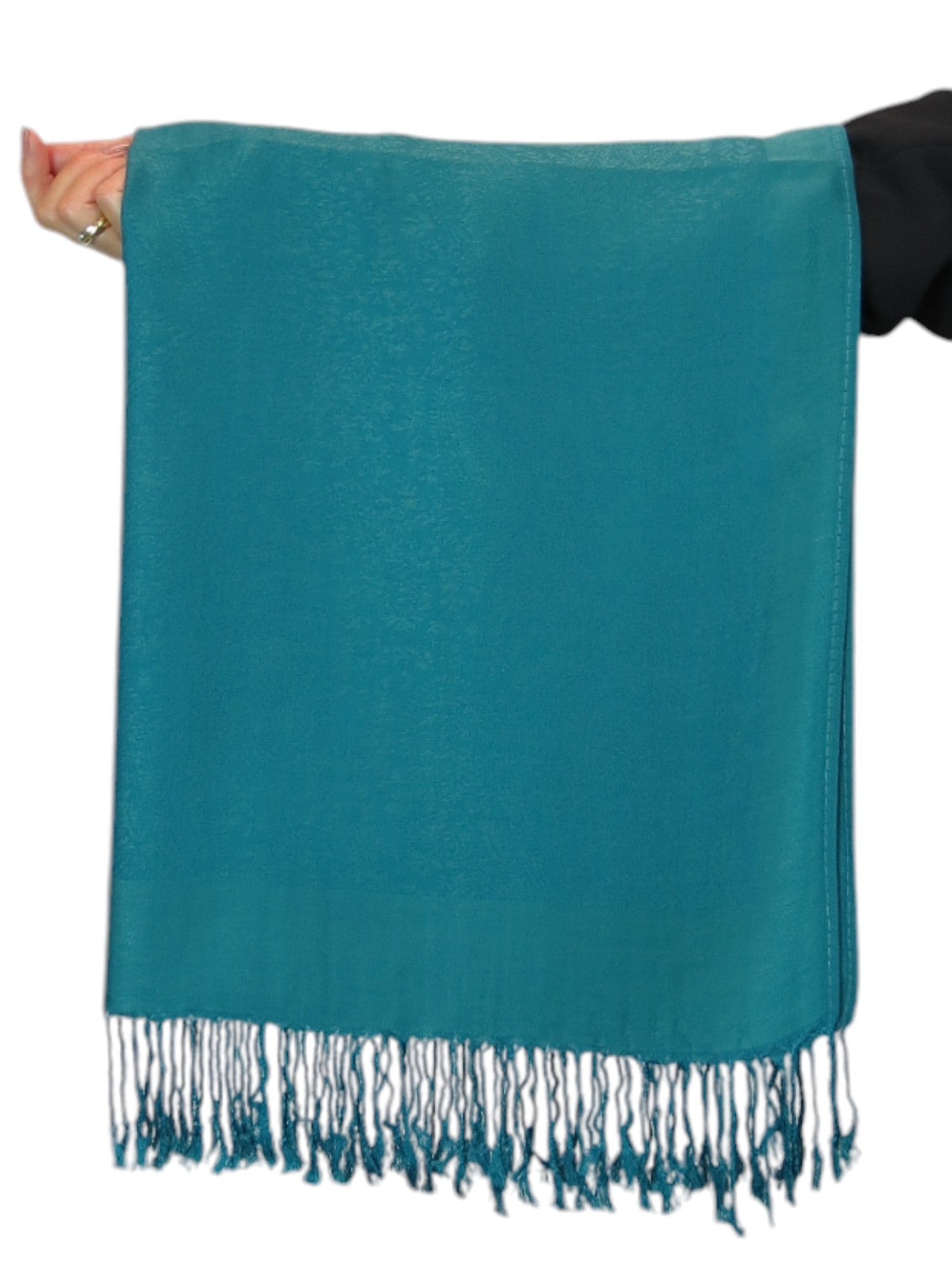 Paisley Jacquard Fine Pashmina Shawl Wrap Teal Green