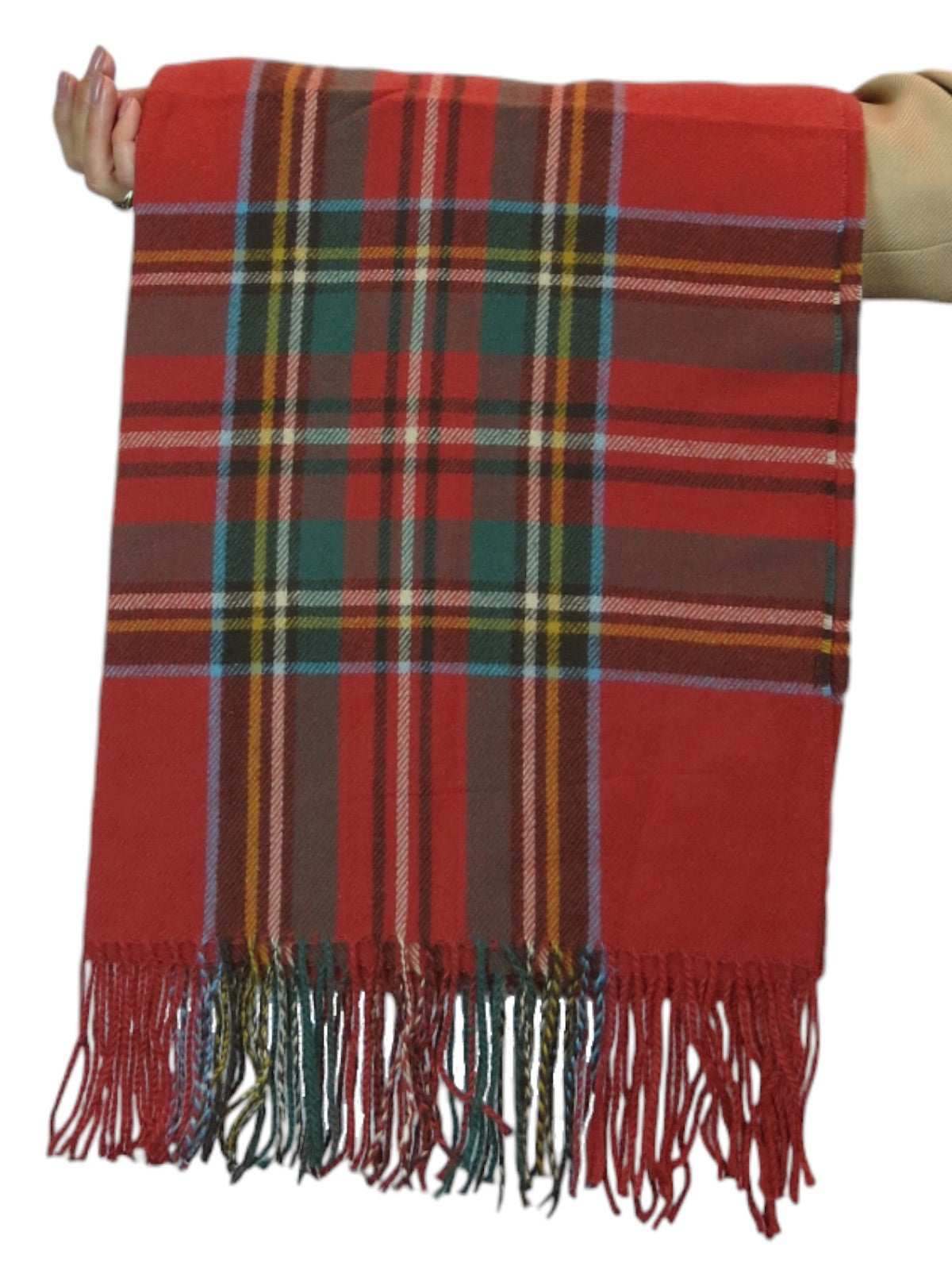 Plaid Tartan Soft Wool Pashmina Shawl Scarf Rusty Red