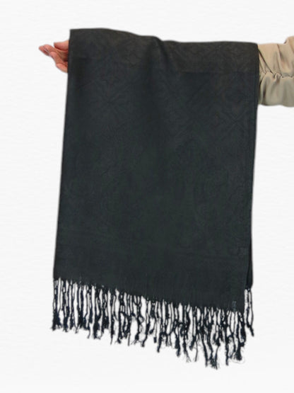 Persian Jacquard Design Pashmina Shawl Wrap Black